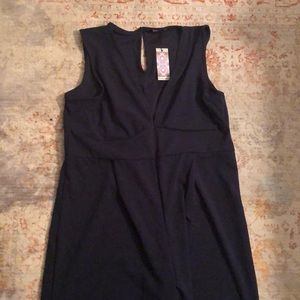Black plunge neck jumpsuit